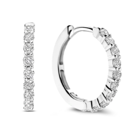 Deze TI SENTO zilveren medium oorbellen 7958ZI, versierd met een oogverblindende rand van zirkonia's, getuigen van tijdloze elegantie en verfijnde glamour. Deze oorbellen zijn met precisie vervaardigd uit eersteklas 925 sterling zilver en gecoat met platina. De oorbellen hebben een delicate diameter van 18 mm en is een fascinerende toevoeging aan je sieradencollectie. De luxueuze platina coating versterkt de schoonheid van deze hoepels en zorgt ervoor dat ze een statement maken voor elke gelegenheid, of het nu een casual uitje is of een formele aangelegenheid. Of je ze nu solo draagt of in combinatie met andere oorbellen voor een geraffineerd ensemble, ze zullen zeker een geliefd sieraad worden in je sieradencollectie en een vleugje sprankeling en verfijning toevoegen aan elke outfit. Net als al onze sieraden zijn deze oorbellen nikkelvrij en hypoallergeen, waardoor ze niet alleen stijlvol zijn, maar ook comfortabel en van goede kwaliteit.